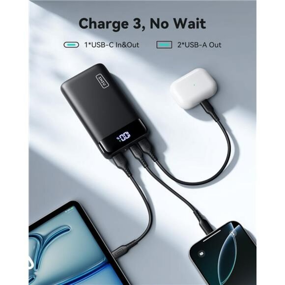 20000mAh portable charger power bank fast charging USB C for phone tablet travel - Picture 4 of 7